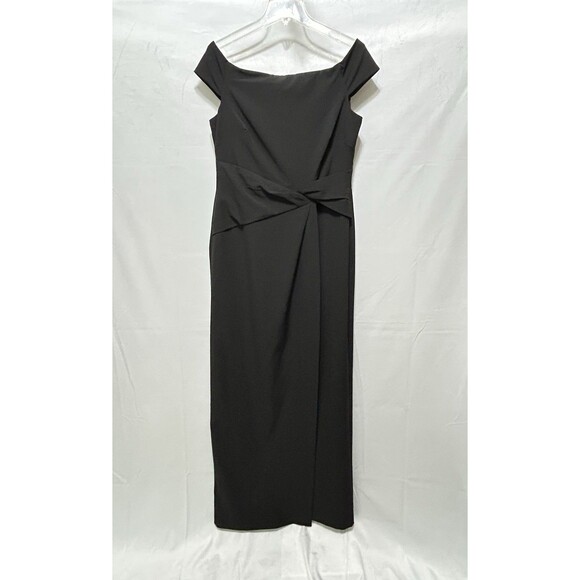 Ralph Lauren Womens 10 Black Off Shoulder Evening Gown Black Label - Picture 1 of 13